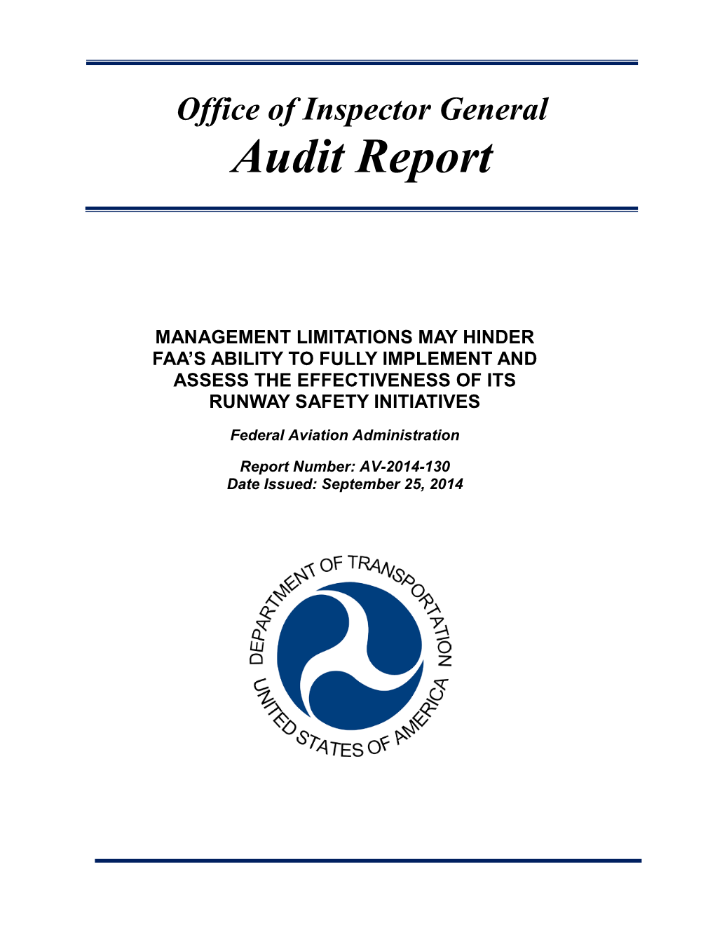 FAA Runway Safety Program Audit Report^9-25-14.Pdf