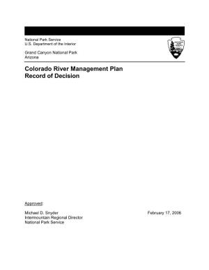 Colorado River Management Plan Record of Decision