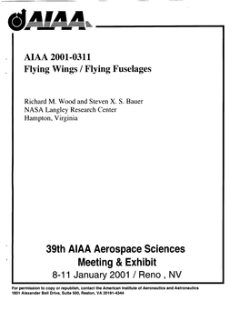 39Th AIAA Aerospace Sciences Meeting & Exhibit
