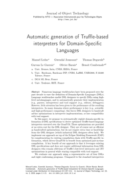 Automatic Generation of Truffle-Based Interpreters for Domain-Specific