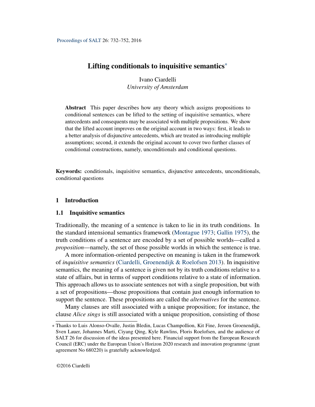 Lifting Conditionals to Inquisitive Semantics*