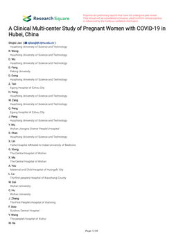 A Clinical Multi-Center Study of Pregnant Women with COVID-19 in Hubei, China