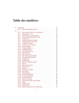 Table Des Mati`Eres