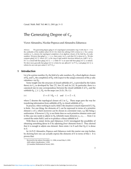 The Generating Degree of Cp