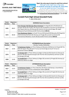 Condell Park High School (Condell Park) T: (02) 9709 4522