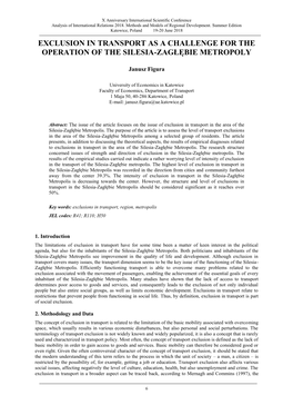 Exclusion in Transport As a Challenge for the Operation of the Silesia-Zagłębie Metropoly