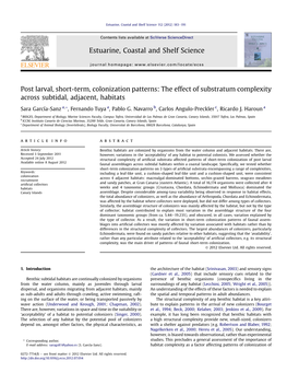 Post Larval, Short-Term, Colonization Patterns: the Effect of Substratum Complexity Across Subtidal, Adjacent, Habitats