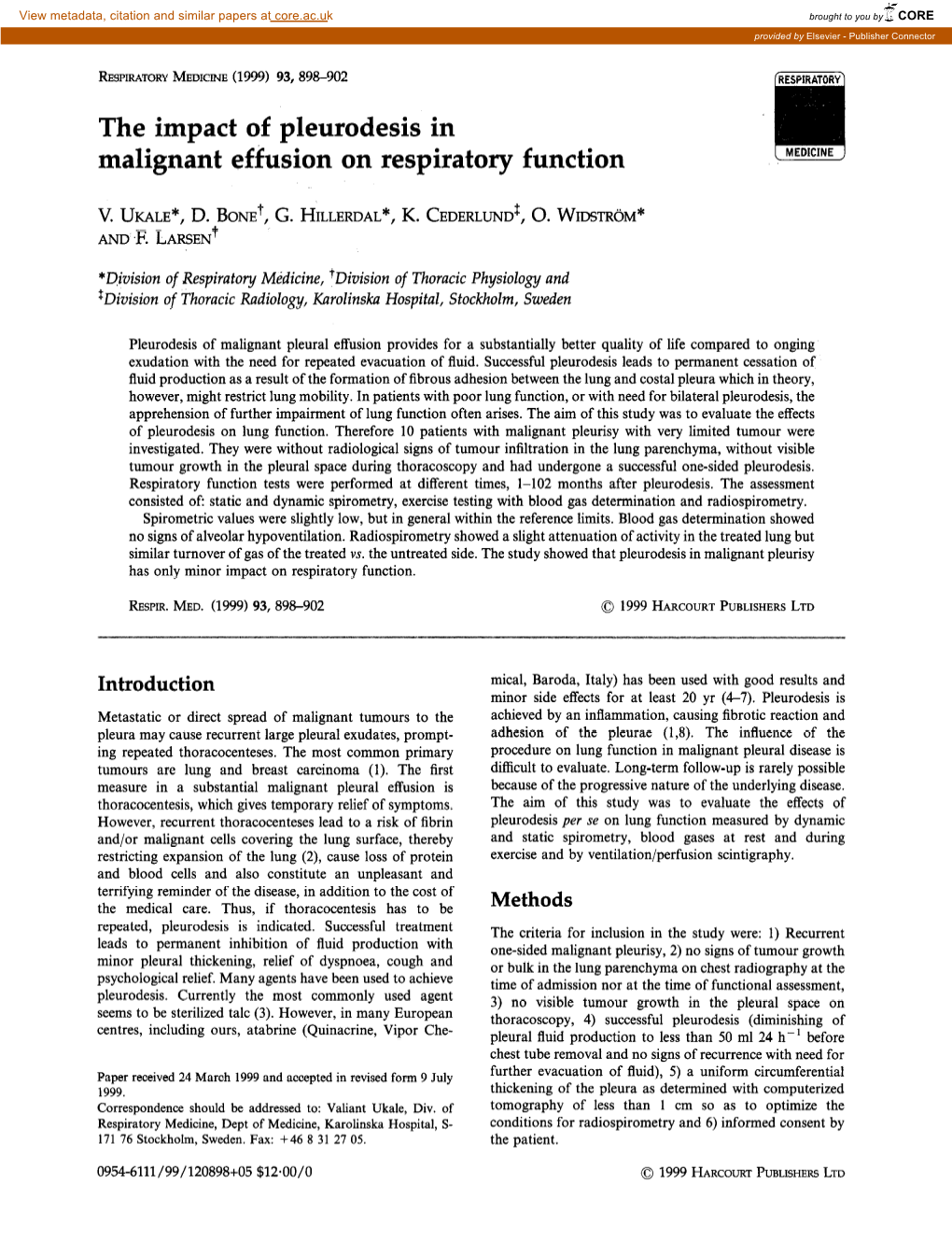 The Impact of Pleurodesis in Malignant Effusion on Respiratory Function