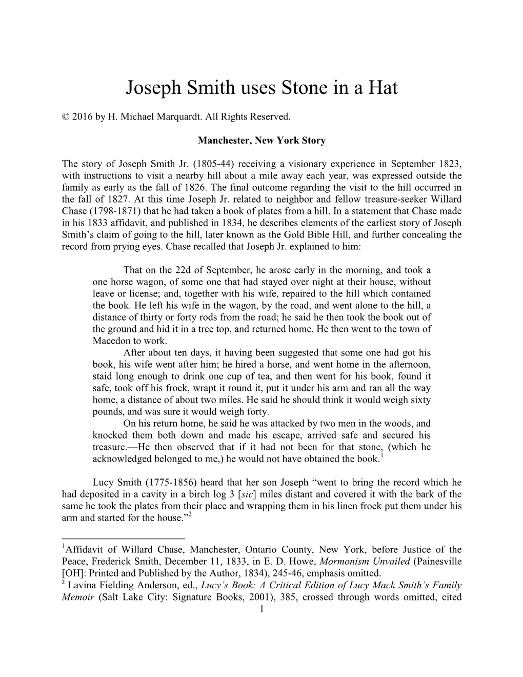 Joseph Smith Uses Stone in a Hat