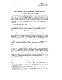 Etna the Block Hessenberg Process for Matrix