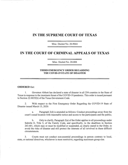 In the Supreme Court of Texas in the Court of Criminal