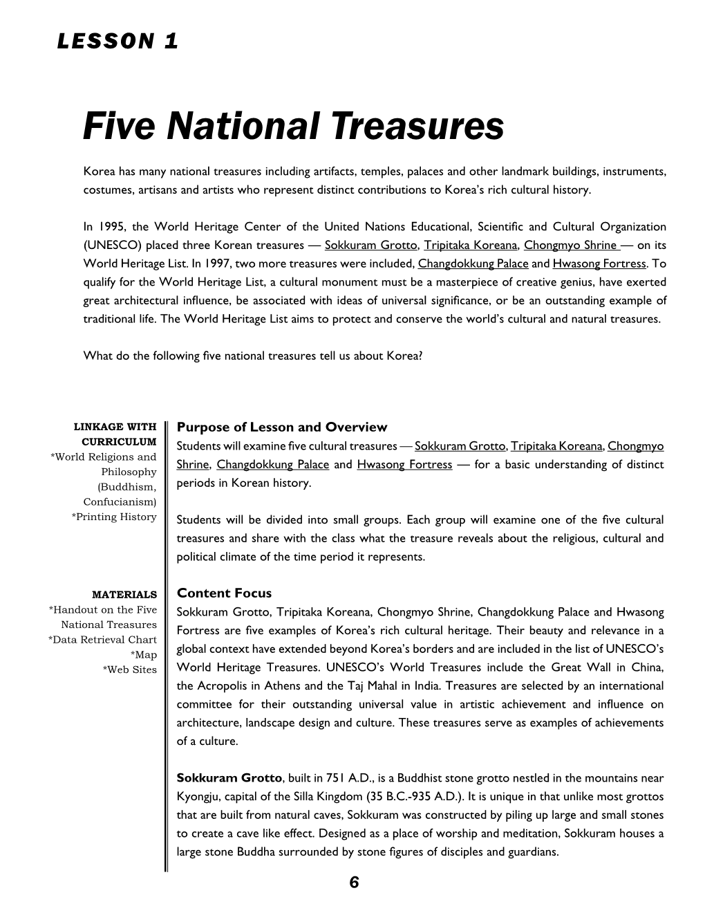 Five National Treasures