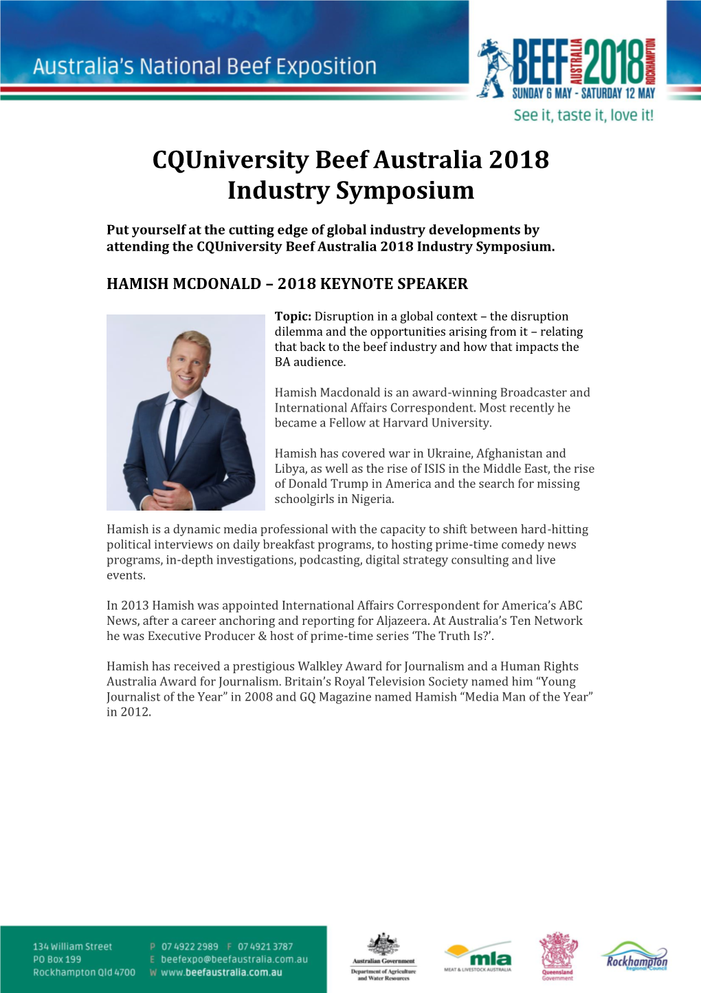 Cquniversity Beef Australia 2018 Industry Symposium