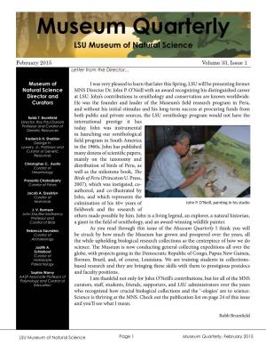 Museum Quarterly Newsletter February 2015