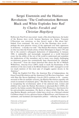 Sergei Eisenstein and the Haitian Revolution: ‘The Confrontation Between Black and White Explodes Into Red’ by Charles Forsdick and Christian Høgsbjerg