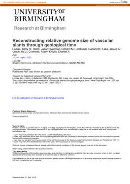 Reconstructing Relative Genome Size of Vascular Plants Through