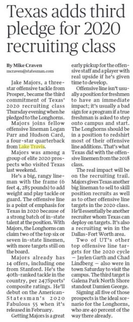 Texas Adds Third Pledge for 2020 Recruiting Class