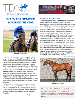 Ghaiyyath Crowned Horse of the Year