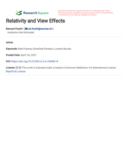 Relativity and View Effects