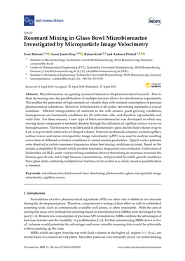 Resonant Mixing in Glass Bowl Microbioreactor Investigated by Microparticle Image Velocimetry