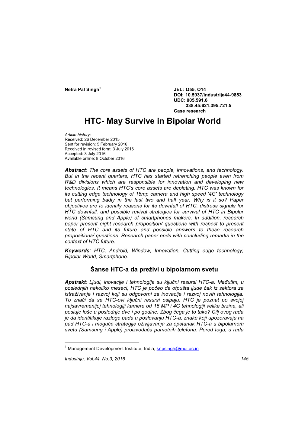 HTC- May Survive in Bipolar World
