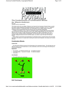 The Fundamentals of Combination Blocks By: Wayne Anderson May 2006 Copyright American Football Monthly