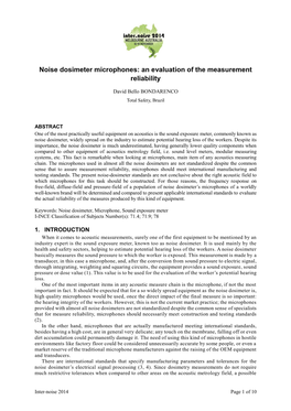 Noise Dosimeter Microphones: an Evaluation of the Measurement Reliability