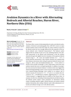 Avulsion Dynamics in a River with Alternating Bedrock and Alluvial Reaches, Huron River, Northern Ohio (USA)