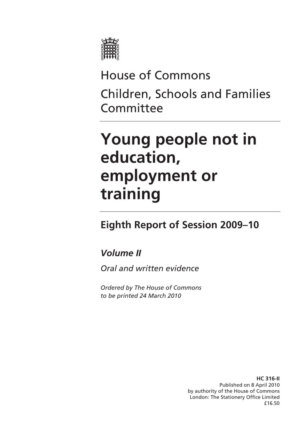 Young People Not in Education, Employment Or Training