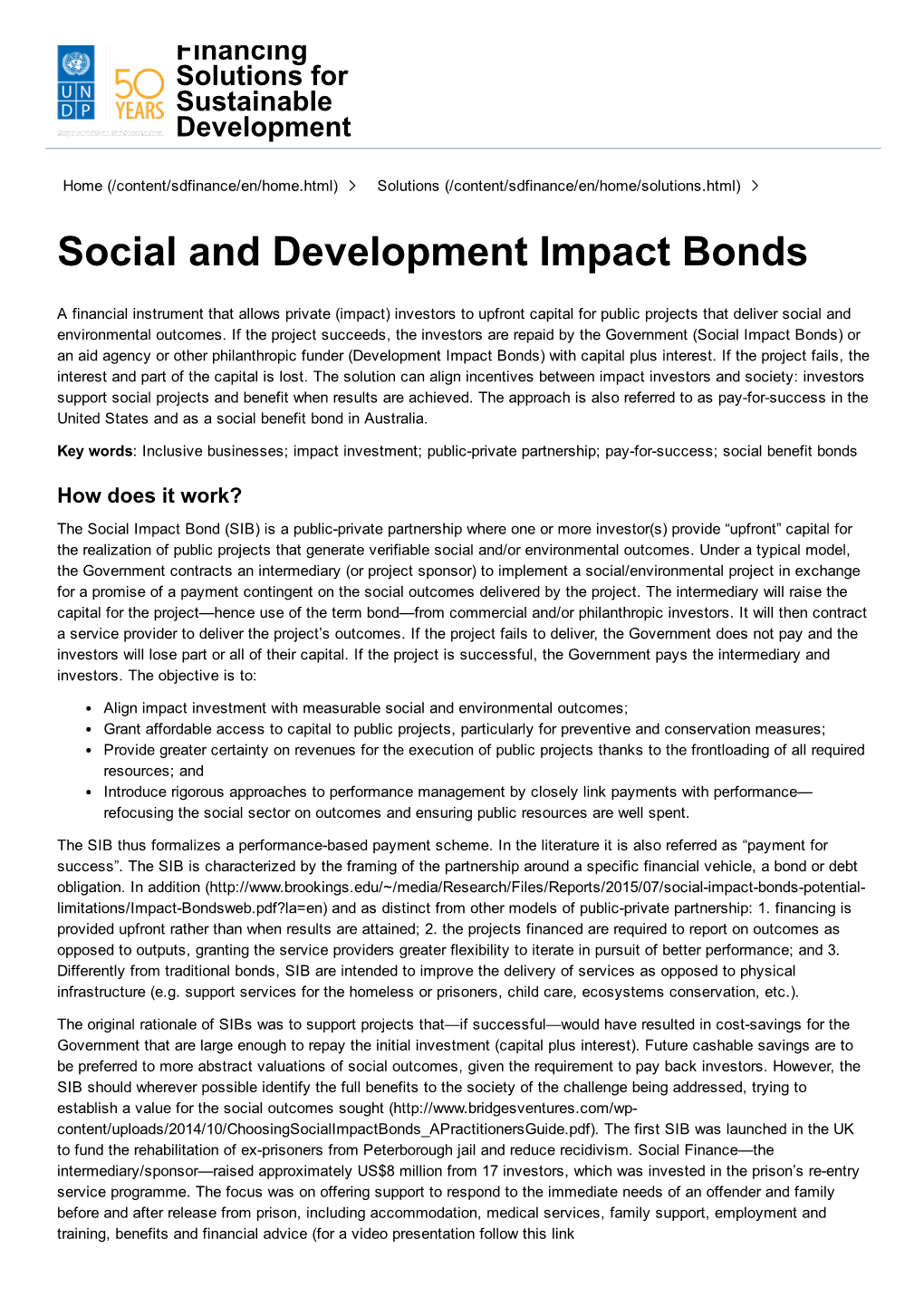 Social and Development Impact Bonds