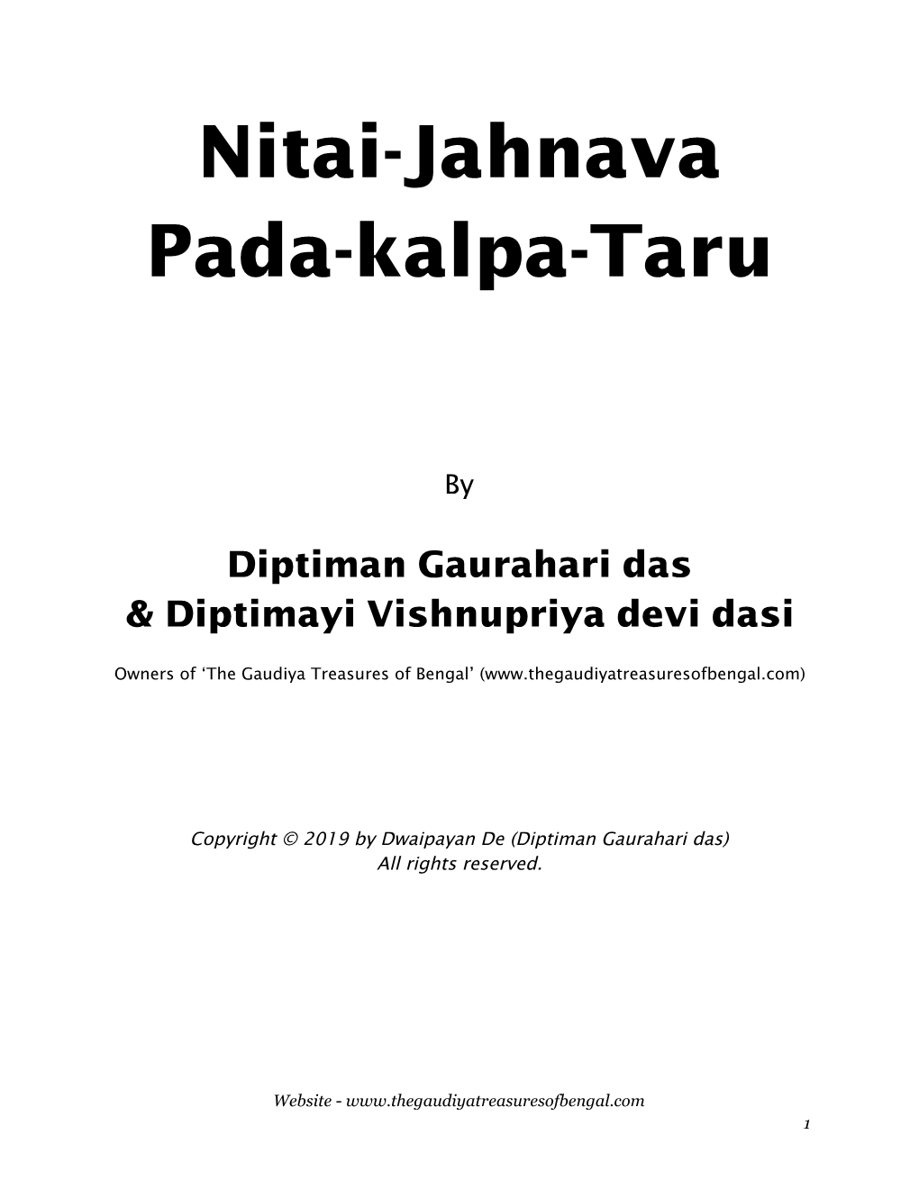 Nitai-Jahnava Pada-Kalpa-Taru