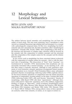 12 Morphology and Lexical Semantics