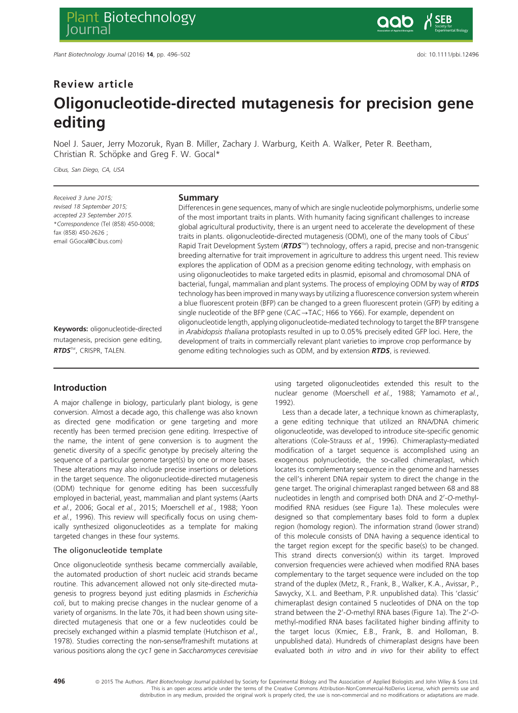Directed Mutagenesis for Precision Gene Editing