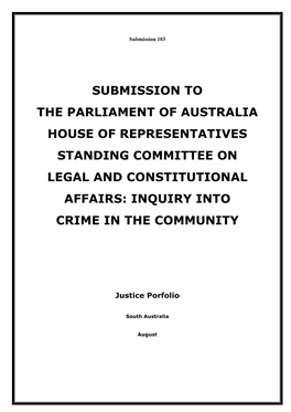Submission to the Parliament of Australia House of Representatives Standing Committee on Legal and Constitutional Affairs: Inqui
