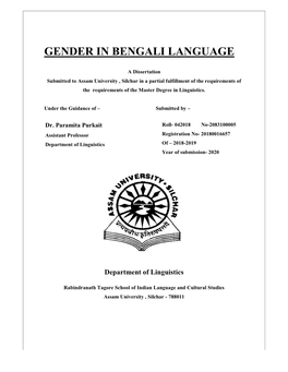 Gender in Bengali L Nder in Bengali Language I Language