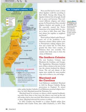 The Southern Colonies Maryland and the Carolinas