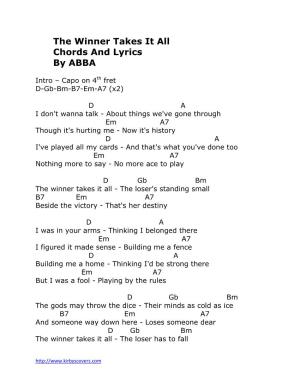 The Winner Takes It All Chords and Lyrics by ABBA