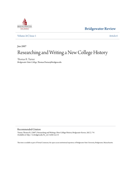 Researching and Writing a New College History Thomas R