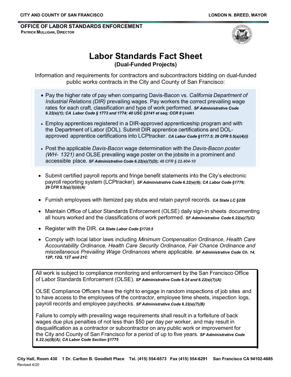 Labor Standards Fact Sheet