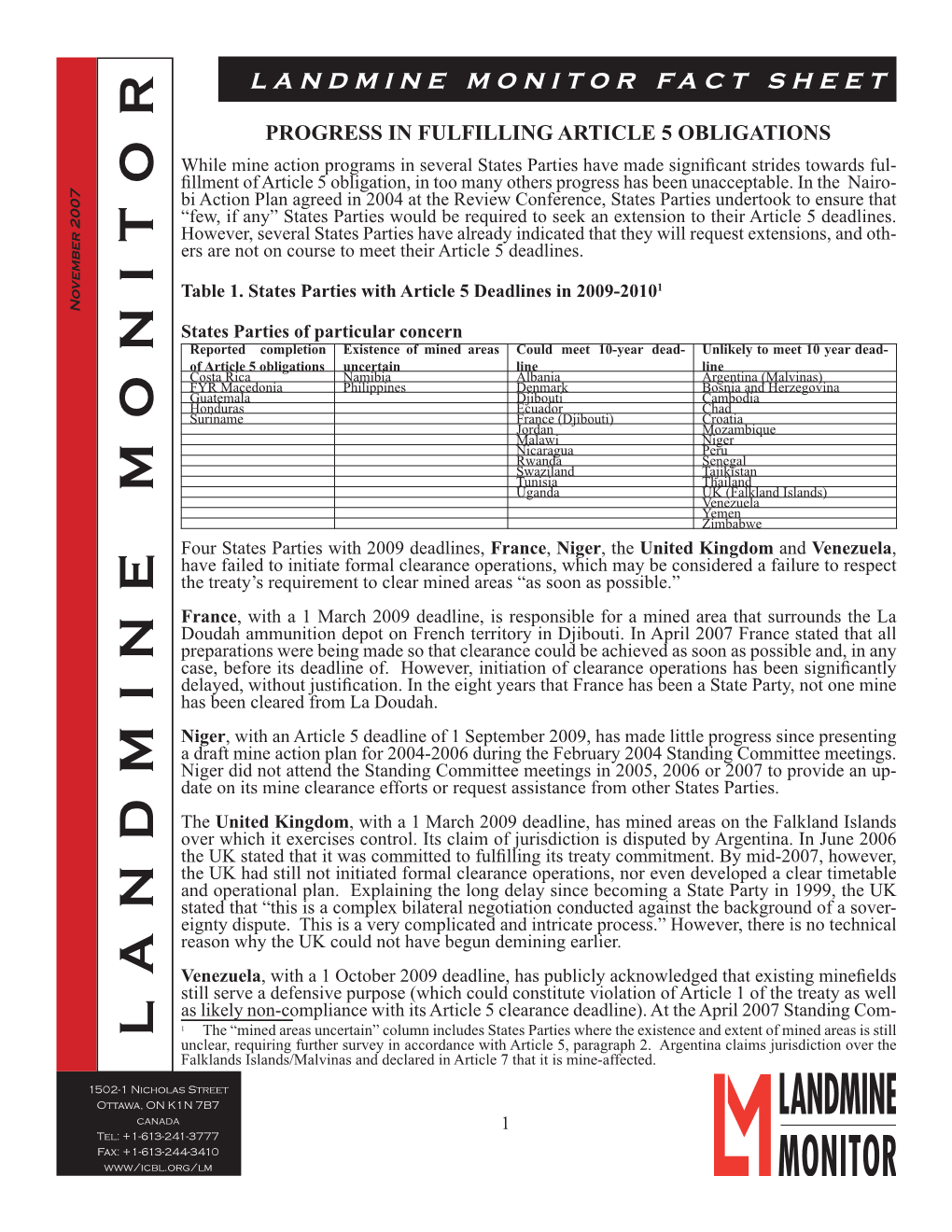 06 June 2008 Article 5 Deadline Extension