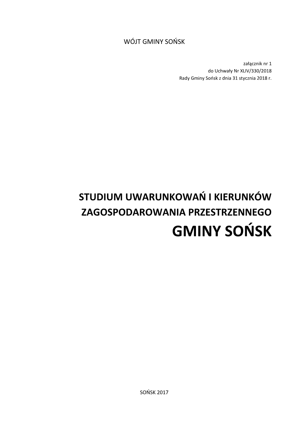 Studium Uwarunkowań I Kierunków Zagospodarowania Przestrzennego Gminy Sońsk