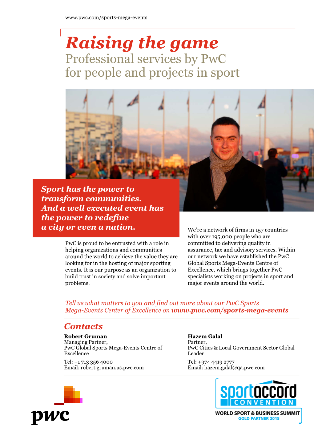 Professional Services by Pwc for People and Projects in Sport