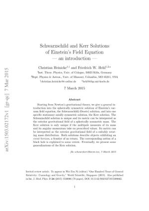 Schwarzschild and Kerr Solutions of Einstein's Field Equation