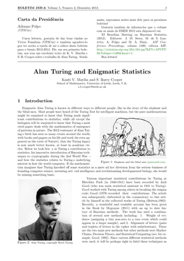 Alan Turing and Enigmatic Statistics Kanti V