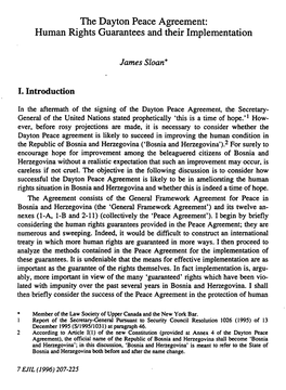 The Dayton Peace Agreement: Human Rights Guarantees and Their Implementation