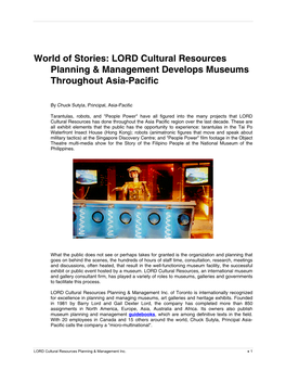 World of Stories: LORD Cultural Resources Planning & Management Develops Museums Throughout Asia-Pacific