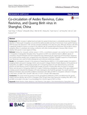 Co-Circulation of Aedes Flavivirus, Culex Flavivirus, and Quang Binh