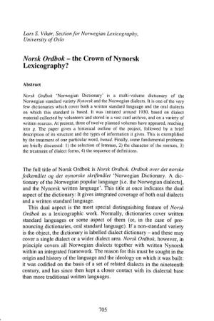 Norsk Ordbok - the Crown of Nynorsk Lexicography?