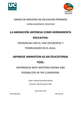 La Animación Japonesa Como Herramienta Educativa: Diferencias Con El Cine Occidental Y Posibilidades En El Aula