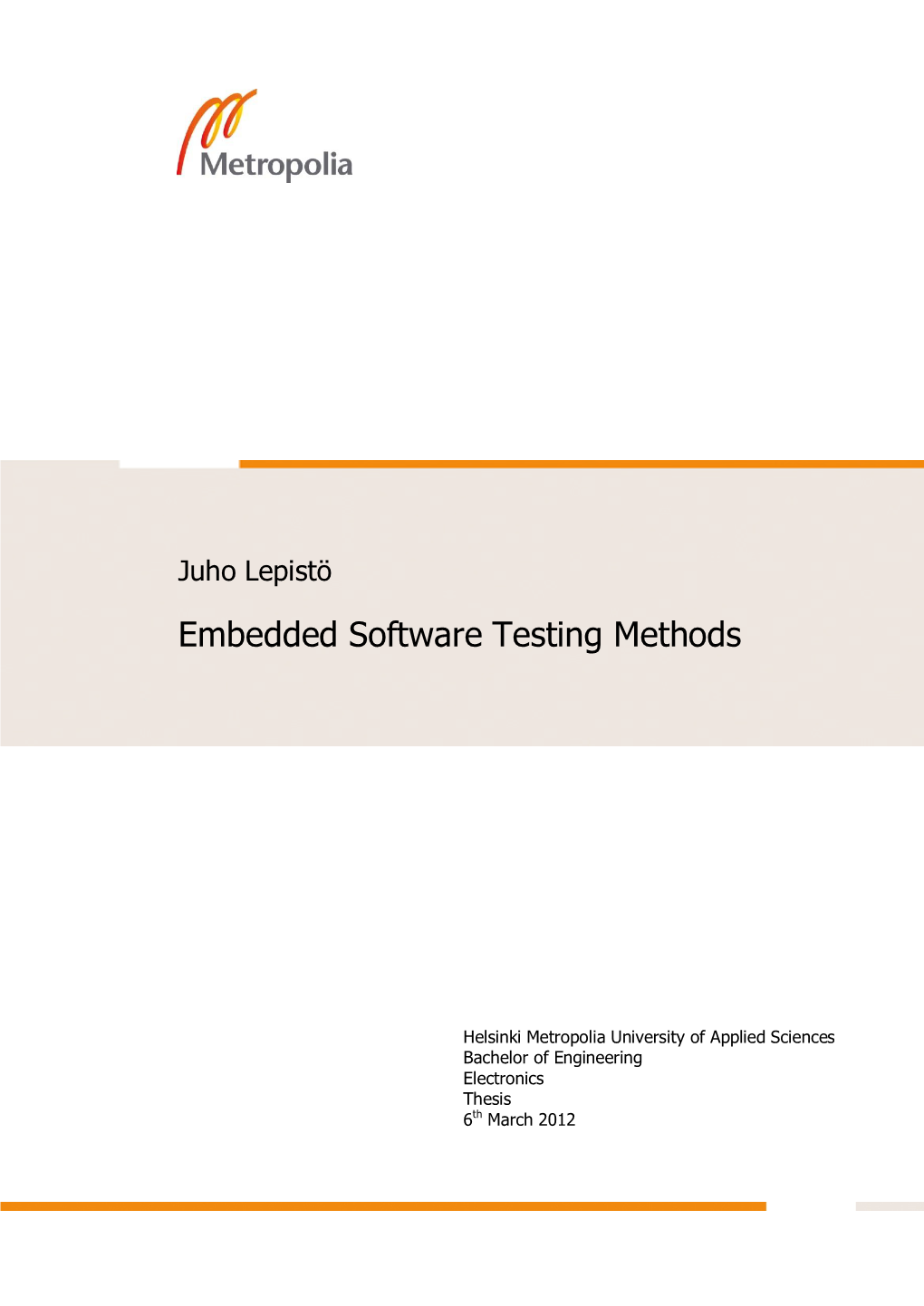 Embedded Software Testing Methods